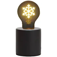 MeineWunschleuchte Tischlampe Beton Schwarz Ø 9cm mit Deko Glühbirne