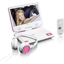 Lenco DVP-910 DVD-Player - integrierter Akku - USB-Eingang - Pink/Weiß