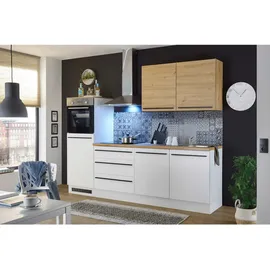 BASIC by Balculina Mid.you Küchenleerblock, weiß Eiche artisan Kunststoff, 3 Schubladen, nur wie online abgebildet bestellbar, 260 cm, wahlweise mit E-Geräten