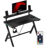 huzaro Hero 1.9 RGB Spieltisch 120 cm, Gaming Tisch, Schwarz