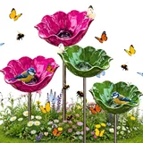 TETGSET Blumen Gartenstecker VogelträNke, 2026 Neu Metall Blumen Gartenstecker, BienenträNke, Schmetterlinge Insekten Tränke für Den Garten, VogelträNke Futterschale Rasen & Balkon (4pcs *F)