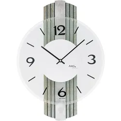 moderne Wanduhr mit Silberantik-Auflage - AMS Modell: 9677