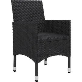 vidaXL 3-tlg. Bistro-Set Poly Rattan und Hartglas Schwarz