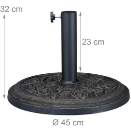 Relaxdays Schirmständer Kunstharz 35 / 38 / 48 mm Schwarz/Gold