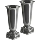 Tymar Grabvase, 2er-Pack, Friedhofsvase mit Sockel, Grabschmuck, Vase für Grab, Kunststoff (Graphit, ø 15,5 cm)