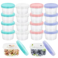 AXVRAV 16-Pack Kleine Dosen mit Deckel Plastik, 200ML Wiederverwendbare & Auslaufsichere Schraubverschluss Gefrierdosen Klein, Plastikbehälter für Mittagessen Joghurt Obst
