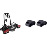 Thule VeloCompact Fahrradträger für Anhängerkupplung 2 Fahrräder & 977200 Radadapter (2er Set), Zubehör, 8 x 8 x 5 cm, schwarz