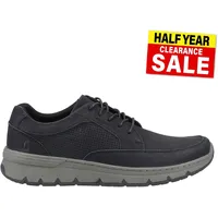 Hush Puppies Nelson Herren Leder Freizeit Komfort Schuhe Schwarz