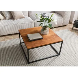 Massivmoebel24 Couchtisch Wildeiche Beige 80 x 43 x 80 cm