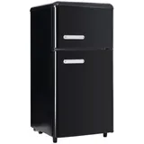 MODFU Kühlschrank Retro-Doppeltür-Kühlschrank BCD-100C, 91 cm hoch, 45 cm breit, 72 Liter Gesamtvolumen,mit 21L Gefriervolumen, 120 kWh/Jahr schwarz