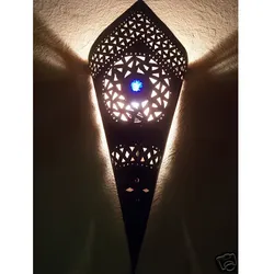 Wandleuchte Fatma Blau Metall - H 50cm Handarbeit Orientalisch