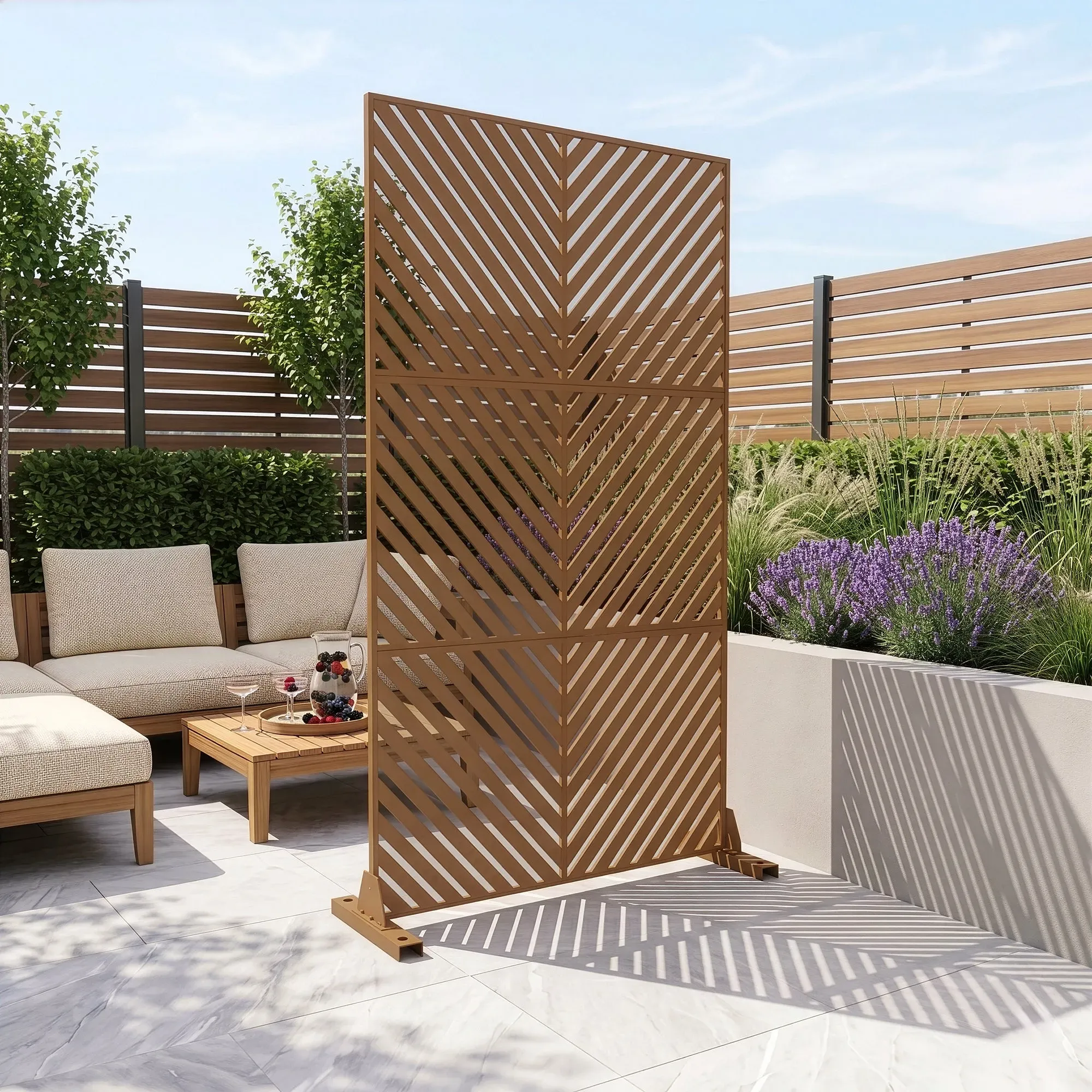 Trennwand Kekan verzinkter Stahl 180x90 cm Braun [casa.pro]
