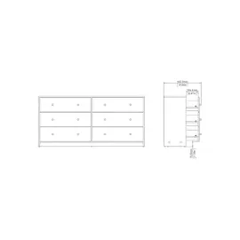 VCM ebuy24 Kommode breit mit 6 Schubladen, Schwarz