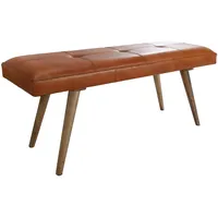 KADIMA DESIGN Sitzbank Ziegenleder / Massivholz Bank 117x51x38 cm