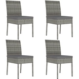 vidaXL Garten-Essstühle 4 Stk. Poly Rattan Grau