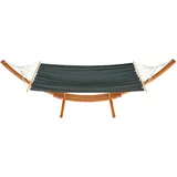 Mendler Hängematte mit Gestell HWC-J46, Hängeschaukel, bis 200kg Holzgestell FSC®-Zertifiziert 320cm ~ braun, Matte grau