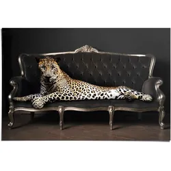 Poster REINDERS "Leopard Chic Panther - Liegend - Luxus - Relax", schwarz (farbe bild(er): schwarz), B:91,5cm H:61cm, Papier, Bilder