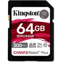 Kingston Canvas React Plus R300/W260 SDXC 64GB, UHS-II U3, Class 10 (SDR2/64GB)