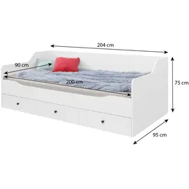 beautysofa Bergo 90 x 200 cm Weiß