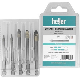 Heller Quickbit Ceramicmaster 29628 Glas- und Fliesenbohrer 5teilig 6 mm, 8 mm, 10mm 1/4 (6.3 mm) 5