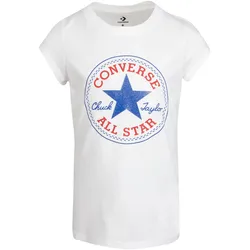 T-Shirt CONVERSE "CNVG TIMELS CHUCK PATCH TEE", Kinder, Gr. 152/158 (XL), weiß, Stoff, Obermaterial: 100% Baumwolle, bedruckt, sportlich, Rundhals, Kurzarm eingesetzt abgesteppt, Shirts, für Kinder