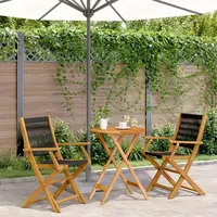 vidaXL 3-tlg. Bistro-Set Schwarz Polypropylen und Massivholz