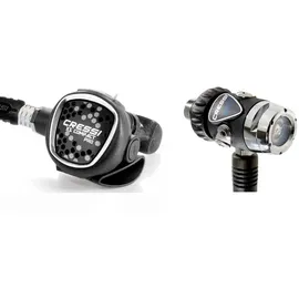 Cressi Erwachsene Atemregler Mc9-sc Compact Pro - Din 300, Schwarz/Silber, HX782100