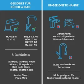 Bächlein Wasserhahn-Aufsatz in Chrom mit zwei Strahlarten - Drehbarer Wasserhahn-Luftsprudler für Küchenarmaturen
