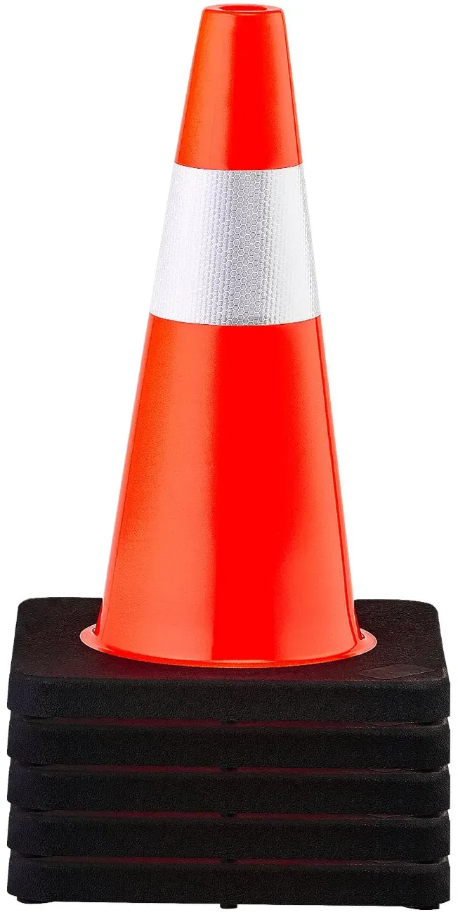 VEVOR Sicherheitskegel Verkehrskegel 45 cm hoch 5 Stk. orangefarbene, mit schwarzem beschwertem Sockel, verwendet für Verkehrskontrolle Parken auf Einfahrten