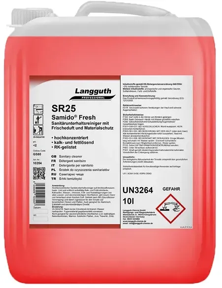 Langguth SR25 Samido Fresh 10 L Sanitärreiniger Sanitär-Duftreiniger auf Basis v. Amidosulfonsäure, RK Liste