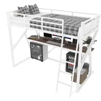 stilvora Hochbett 90 x 200 cm Metall/MDF weiß