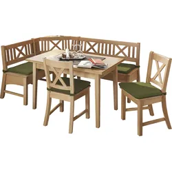 Eckbankgruppe MASSIVLINE & MORE "Bodensee", braun (buche massiv natur lackiert, buche massiv natur lackiert, buche massiv natur lackiert), B:137,179cm H:87cm T:52cm, Holz teilmassiv, Sitzmöbel-Sets