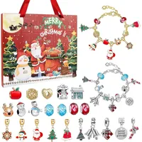 Adventskalender 2024 Mädchen Schmuck, 24 Tage Weihnachtskalender mit Charms, Armbänder & Ketten, DIY Schmuckset Geschenk für Kinder 5–12 Jahre