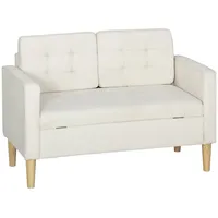 HOMCOM 2 Sitzer Sofa Samt, Eukalyptusholz