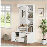 stilvora Garderobenschrank 90x180x40 cm Weiß