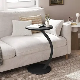 Woltu Beistelltisch, Schwarz, Metall, C-Form, 40x65x40 cm, Wohnzimmer, Wohnzimmertische, Beistelltische