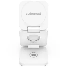 CubeNest 3in1 Faltbares Magnetisches Kabelloses Ladegerät E310, Compatible for MagSafe | Kompatibel Für iPhone 12/13/14/15/16, Apple Watch - Weiß