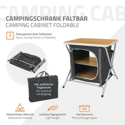 Tisch Campingtool Campingküche Faltschrank klappbar Holzoptik