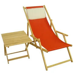 Erst-Holz Liegestuhl terracotta Gartenliege Tisch Kissen Deckchair Holz Sonnenliege Gartenstuhl 10-309NTKH