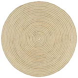 vidaXL Teppich Handgefertigt Jute mit Spiralen-Design Weiß 120 cm