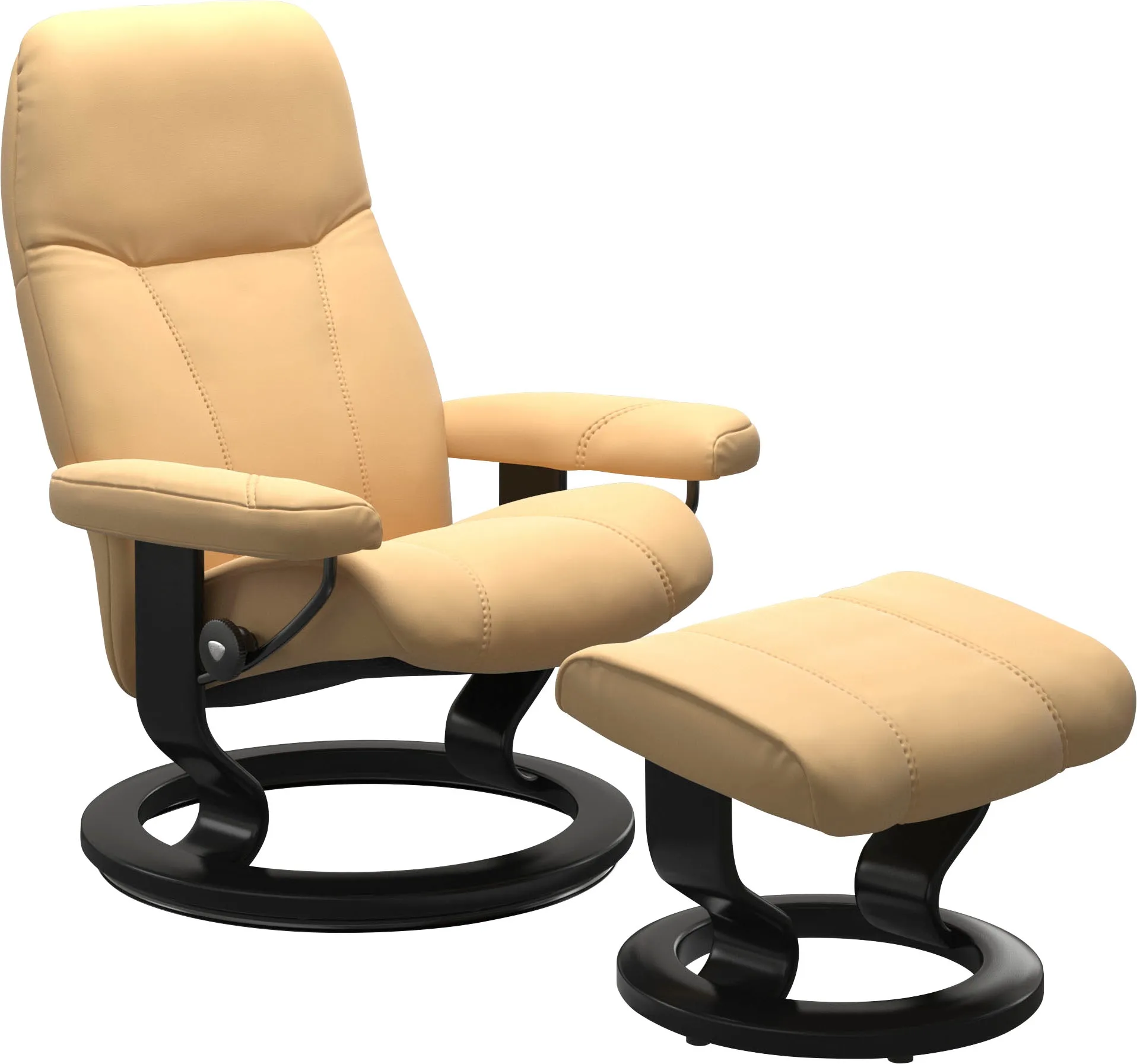 Fußhocker STRESSLESS "Consul" Hocker Gr. Gr. B/H/T, Material Bezug, Gestell, gelb mit Classic Base, Gestell Schwarz