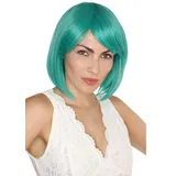 Prettyland Damen Türkis-Grün kurze kinnlange natürliche wie Echthaar kurzhaar BOB glatte Anime Perücke Turquoise short green Wig C435