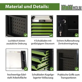 Trutzholm Werkzeugkiste 4 Schubladen ca. 68 x 46 cm leer grün