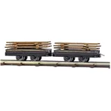 BUSCH FELDBAHN Zwei Wagen mit Bretterladung 12218 H0f