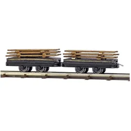 BUSCH FELDBAHN Zwei Wagen mit Bretterladung 12218 H0f