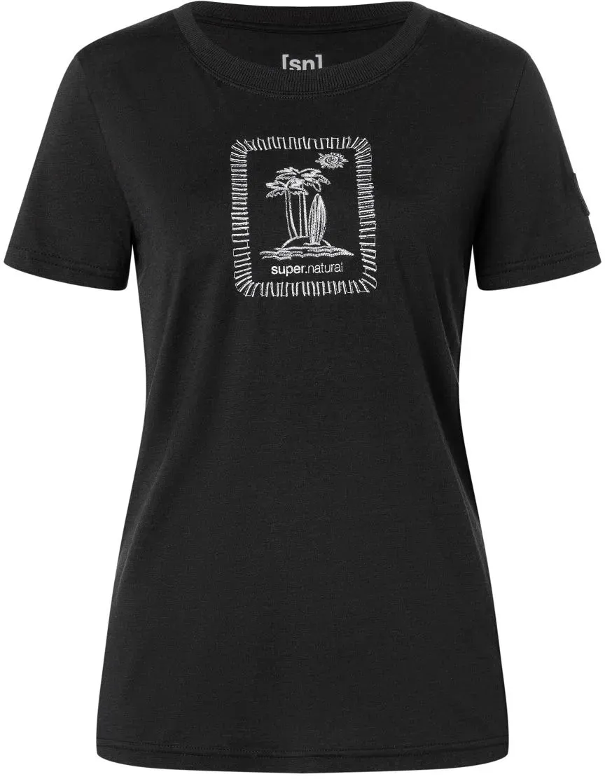 Super.Natural W Palm Island BIO J Tee jet black/white stone/cashmere grey melange (17G) M