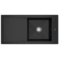 Villeroy & Boch Timeline Einbauspüle 679001S5 mit Ablaufgarnitur und Handbetätigung, Ebony