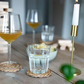 HMF 37235-s6 Untersetzer rund für Gläser, Glasuntersetzer geflochten aus Wasserhyazinthe 6er Set, 10 cm