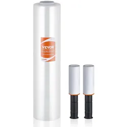 VEVOR Stretchfolie, 381 mm x 305 m, 1 Rolle, 60 Gauge Industriestärke, transparente, langlebige Palettenfolie, strapazierfähige Schrumpffolie mit Griffen zum Verpacken von Paletten, Versand und Umzüge