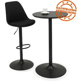 KADIMA DESIGN Stehtisch Ø 60 cm, Höhe 103 cm, Rund, Klein, Schwarz, Metallgestell, Mdf Asche-Furnier